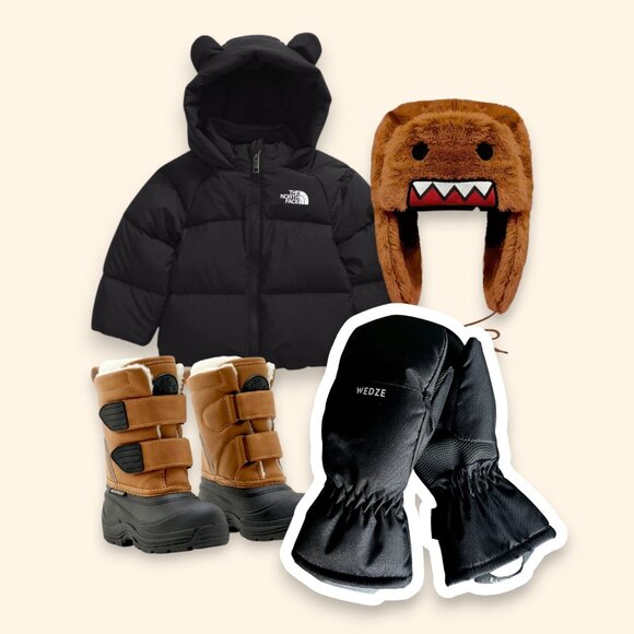 Wedze Kids Black Mittens | Waterproof Winter Gloves | Size Small - Picture 2 of 6